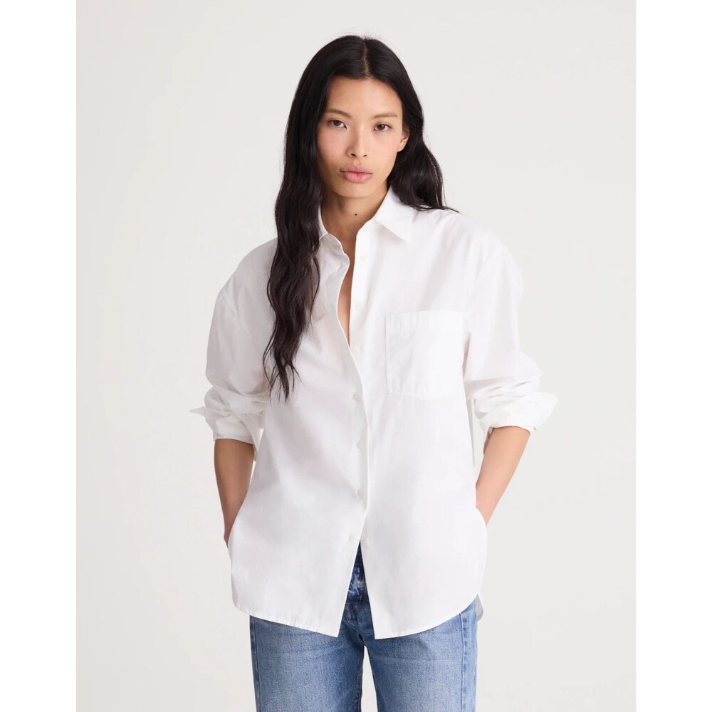 MADEWELL The Easy Shirt In Poplin S White Cotton Button-Up Classic NWT B30